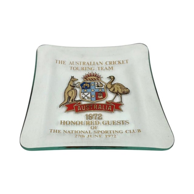 Vintage the Australian Cricket Touring Team 1972 Glass Ashtray For Sale In Washington DC - Image 6 of 9