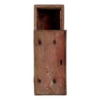 Small Antique Wooden Primitive Cupboard With Swinging Door in Pink For Sale
