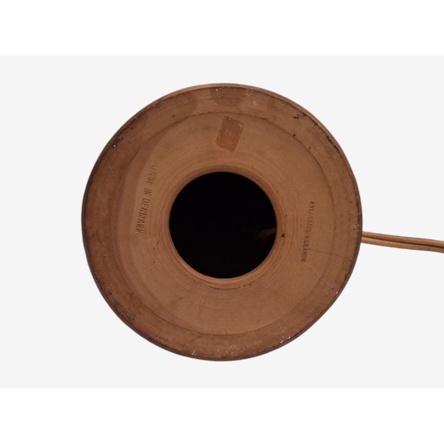 1960s Mid-Century Modern Hyllested Keramik, Large Rustic Table Lamp, Brown Stoneware For Sale - Image 10 of 11
