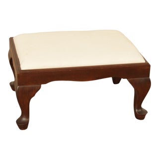 Vintage Square Mahogany Queen Anne Foot Stool For Sale