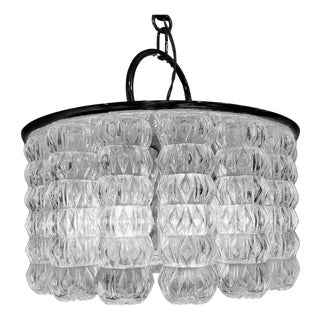 Mid-Century Glass and Chrome Chandelier, 1960s For Sale