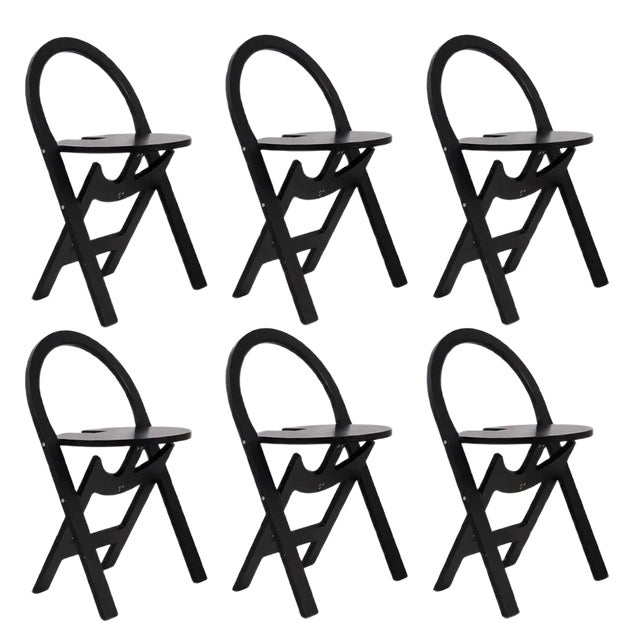Foldable Plywood Chairs, Denmark, 1990s, Set of 6 For Sale