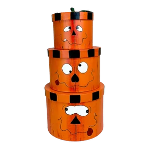 1980s Vintage Americana Boho Halloween Stacking Pumpkin Boxes - Set of 3.