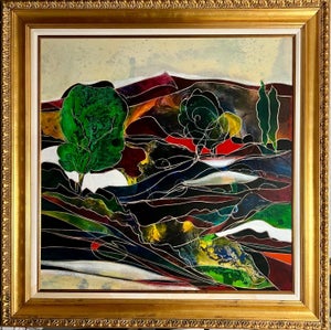 Jean-Claude Gaugy, Large Expressionist Oil Painting Hand Carved Wood Panel Jean Claude Gaugy, 1997