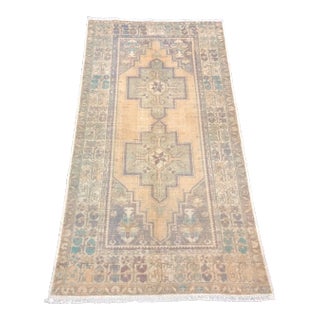 Orange Vintage Faded Turkish Oushak Handmade Wool Rug For Sale