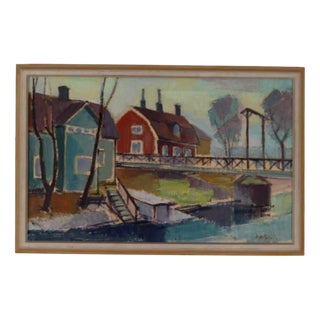 G. Höglund, Harbour Scene, 1960s, Oil on Canvas, Framed For Sale