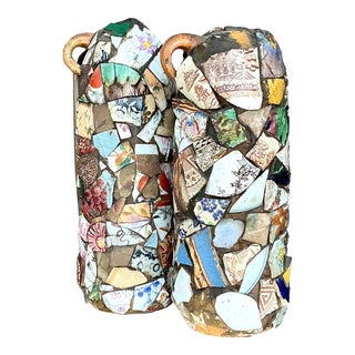 Vintage Boho Mosaic Memory Jugs - a Pair For Sale