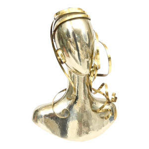 Vintage Signed Karl Schmidt Brass and Hammered Alpaca Silver Austrian Sculpture