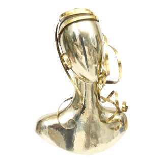 Vintage Signed Karl Schmidt Brass and Hammered Alpaca Silver Sculpture, Austria, 1980's For Sale