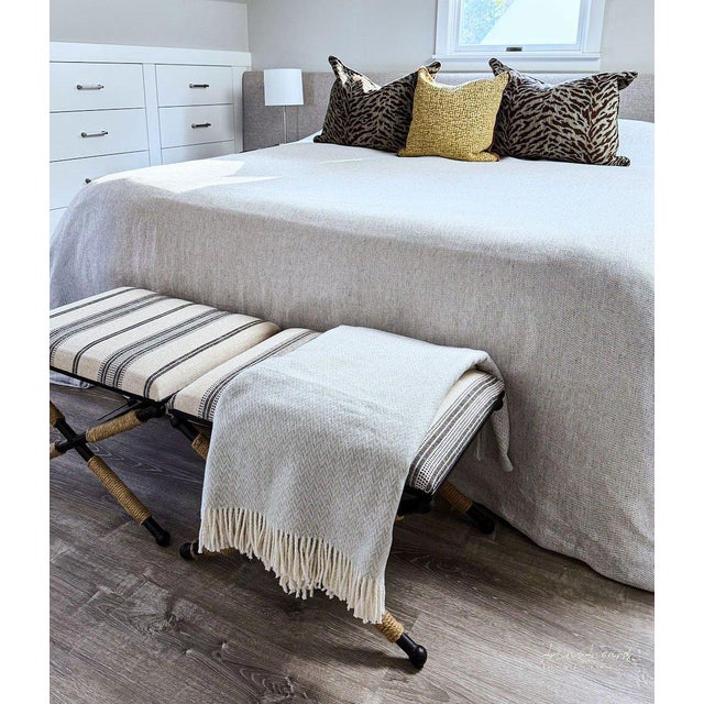 Light Gray Marina Throw Jacquard Collection, Mink For Sale - Image 8 of 12