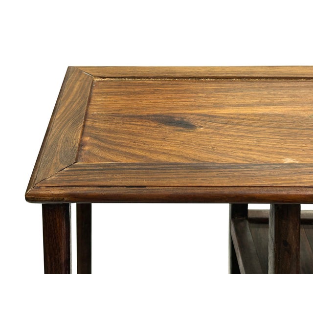 Chinese Brown Rosewood Rectangular Small Curio Display Stand For Sale - Image 14 of 14