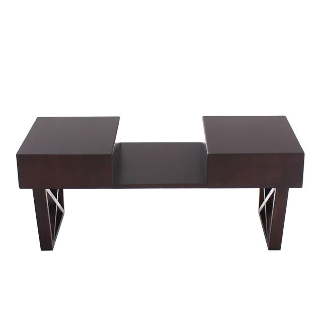 Wood Bi Level Coffee Table with Two Side Drawers Storage in Espresso Finish For Sale - Image 7 of 9