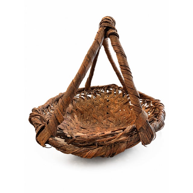 Antique 1920's Japanese Bamboo Ikebana Hanakago Flower Basket For Sale - Image 11 of 13