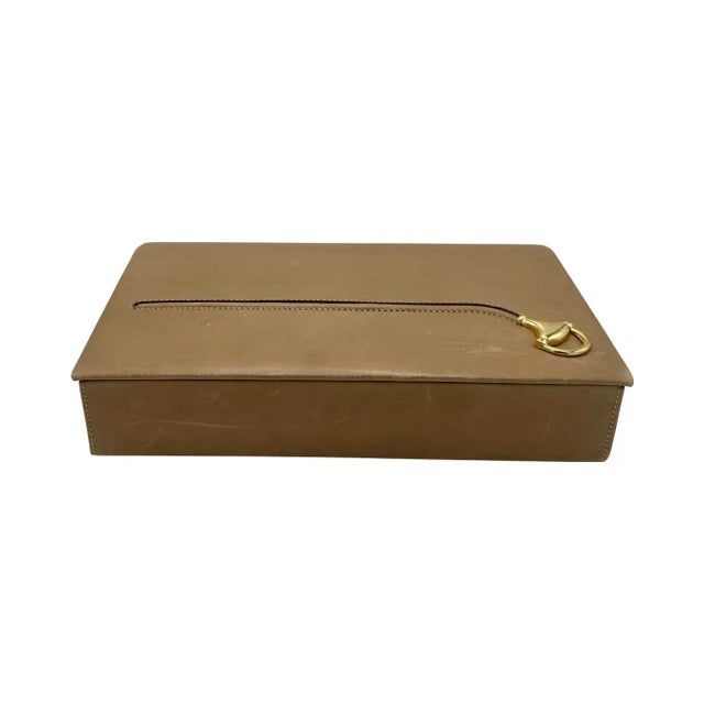 Mid-Century Modern Vintage Mid-Century Gucci Brown Leather Box With Horsebit Detail For Sale - Image 3 of 13