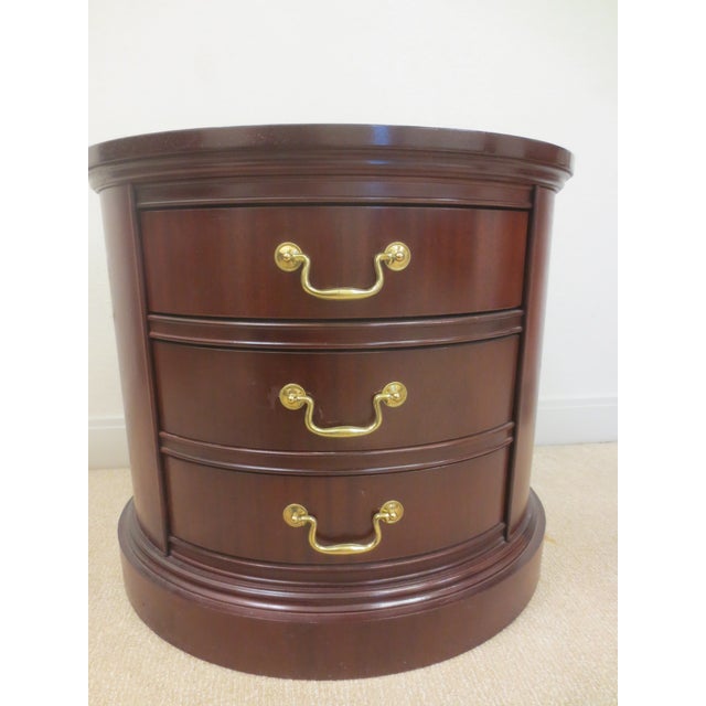 2010s Bernhardt Oval Three-Drawer Nightstand For Sale - Image 5 of 8
