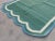 Handmade Cotton Scalloped Rug, Forest Green With Cream and Teal Blue Border - 4'x6' For Sale - Image 9 of 11