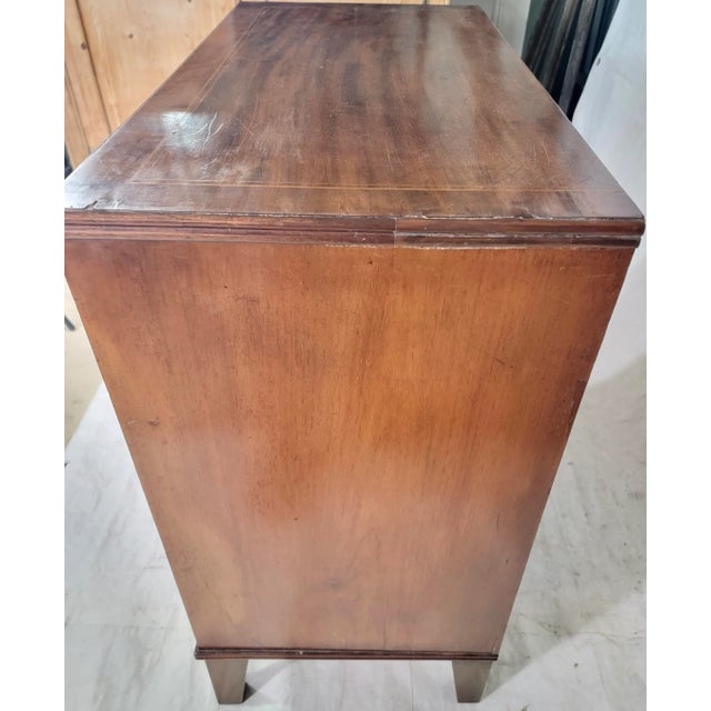 Wood Stately Antique 2 Over 2 Chest of Drawers With Delicate Inlaid Trim and Metal Brass Hardware - From England, Circa 1860 For Sale - Image 7 of 13