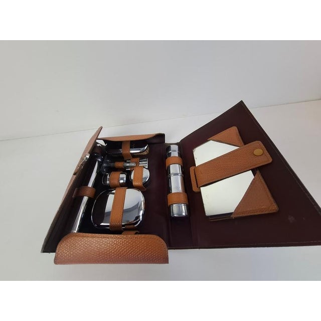 Art Deco Mens Travel Shaving Kit in Leather Case, Czechoslovakia, 1930s For Sale - Image 12 of 18