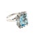 Metal 14k Gold 4 Carat Emerald Cut Aquamarine & Natural Diamond Ring, Size 7 For Sale - Image 7 of 9
