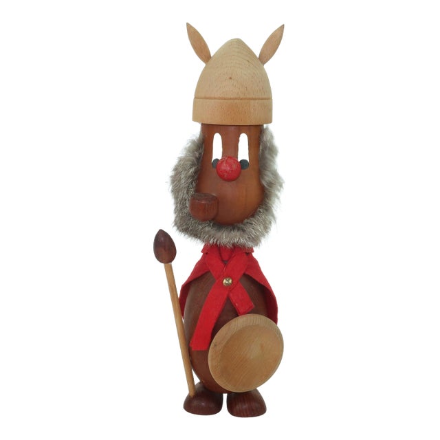 Large Mid 20th Century Danish Modern Teak Viking Figurine, 1960's For Sale