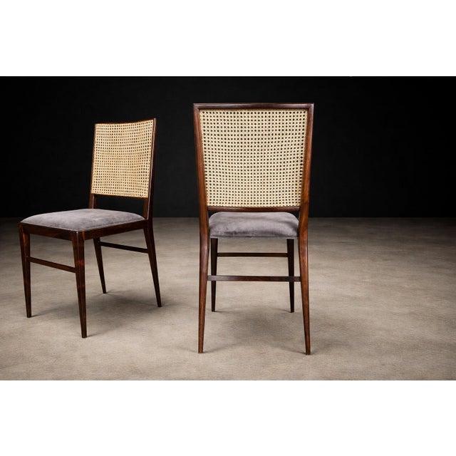 Brazilian Modern Set of Four Rosewood & Cane Dining Chairs by Celina, Brazil, 1960s - Lot 564B For Sale In New York - Image 6 of 16