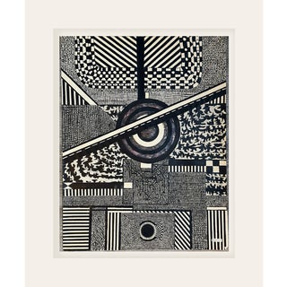Mid 20th Century Vintage Mixed Media Abstract Drawing on Paper With Mat, Signed by European Artist Lucy Adamczyk For Sale