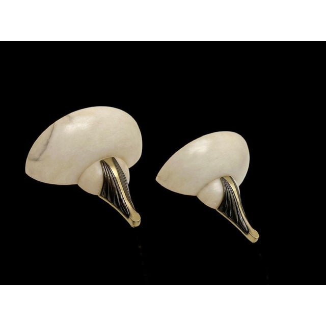 1950s Art Deco Alabaster and Bronze Wall Sconces, 1950s, Set of 2 For Sale - Image 5 of 13