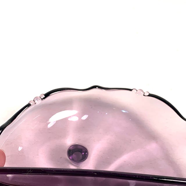 Purple 1950s Mid-Century Purple Glass Footed Divided Candy Dish For Sale - Image 8 of 11