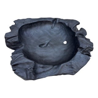 Andrianna Shamaris Oversized Charred Sculptural Teak Wood Vessel For Sale