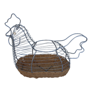 Vintage Wire and Wicker Chicken Egg Basket