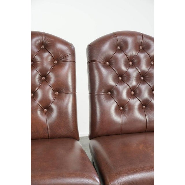 Brown Chesterfield Dining Chairs in Cowhide Leather, Set of 6 For Sale - Image 8 of 14