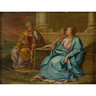 Religious Scene, 19th Century, Oil Painting on Metal, Framed For Sale