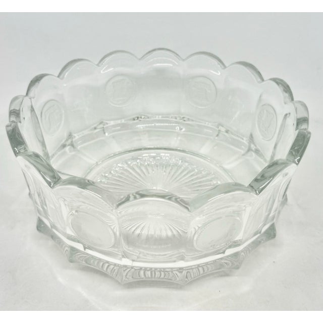 1960’s Fostoria Clear Coin Glass Bowl With Liberty Bell 1886 Design For Sale - Image 12 of 12