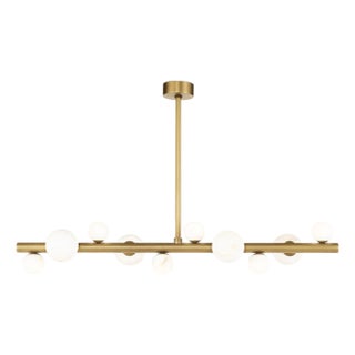 Regina Andrew Styx Alabaster Orbs Chandelier, Natural Brass Finish For Sale