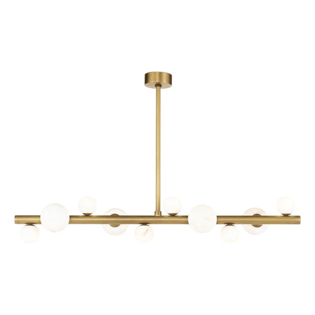 Regina Andrew Styx Alabaster Orbs Chandelier, Natural Brass Finish For Sale