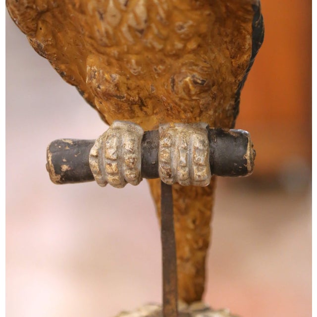 Green Pair of Mid 19th Century Italian Carved and Painted Parrot Candlestick Stands For Sale - Image 8 of 12