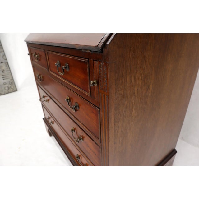 Baker Furniture Company Tall Narrow English Turn of Century Mahogany Georgian Secretary Beveled Glass For Sale - Image 4 of 13