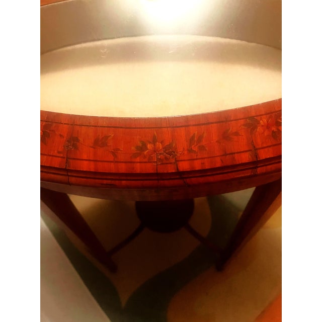 Early 20th Century Edwardian Hand Painted Adams Style Satinwood Oval Vitrine or Bijouterie Table For Sale - Image 9 of 16
