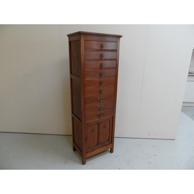 Antique Dutch Oak Filing Cabinet with Drawers, 1890s For Sale - Image 10 of 11