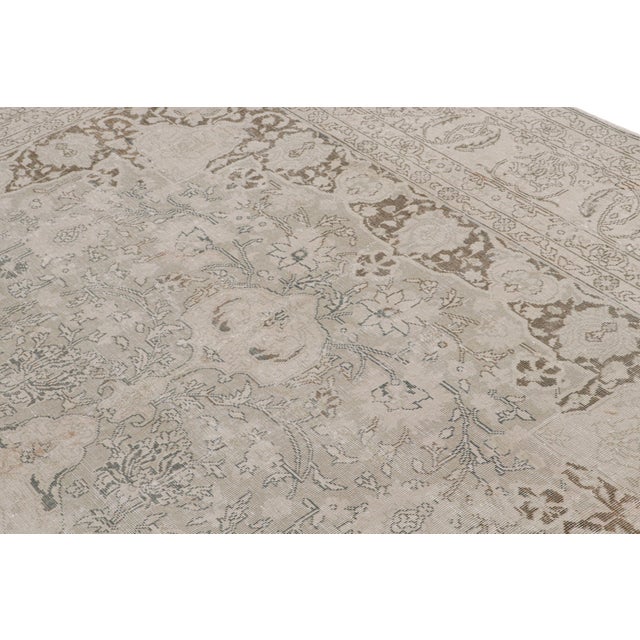 Vintage Turkish Siraz Rug in Taupe and Brown Floral Patterns, From Rug & Kilim For Sale In New York - Image 6 of 8