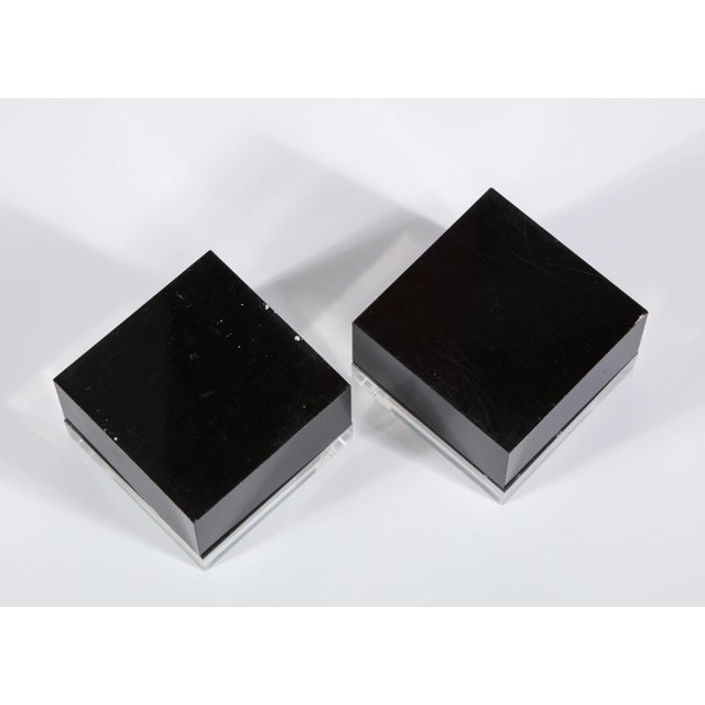 Plastic Pair of 1970s Albrizzi Black and Clear Lucite Boxes For Sale - Image 7 of 10