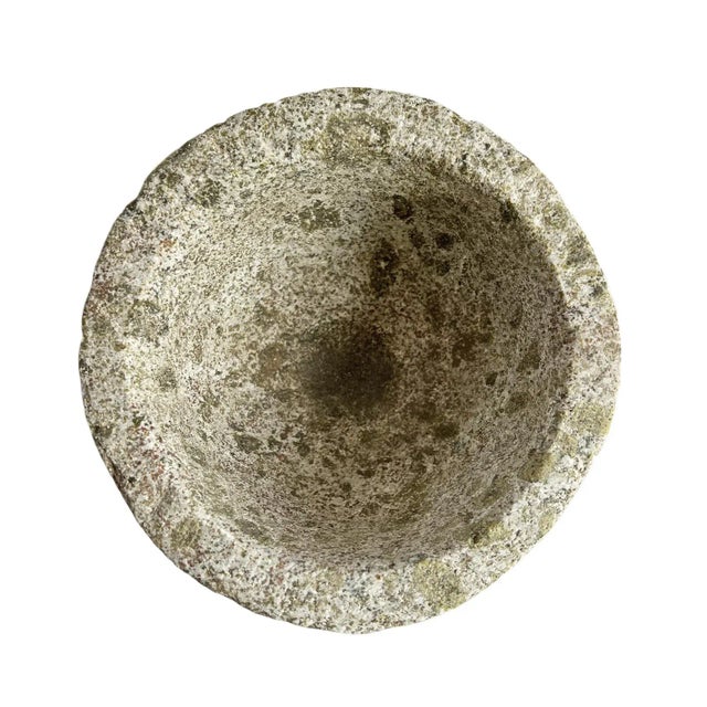 Small Vintage Aged Granite Stone Decorative Indoor/Outdoor Bowl For Sale - Image 4 of 4