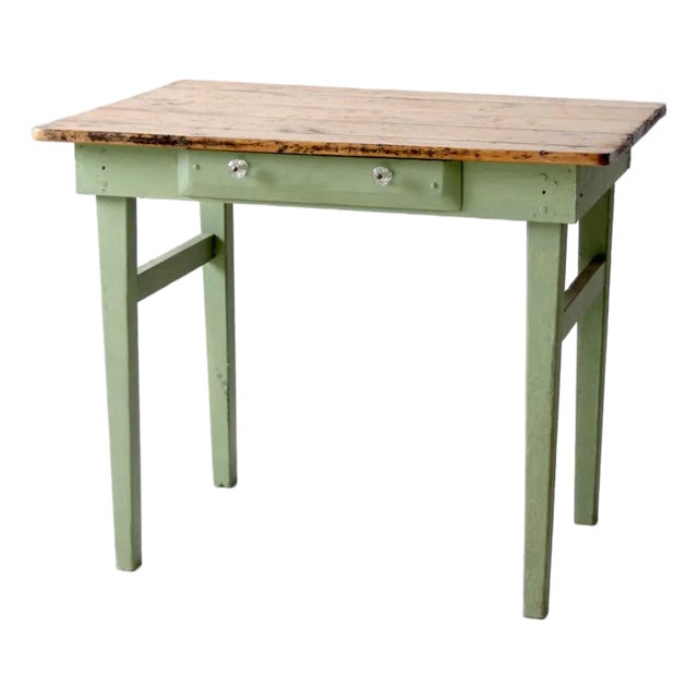 Antique Painted Pine Farmhouse Accent Table For Sale