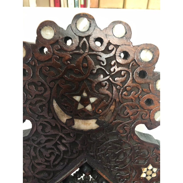 Antique Wood Moorish Syrian Folding Chair with Mother of Pearl Inlay For Sale In Minneapolis - Image 6 of 13