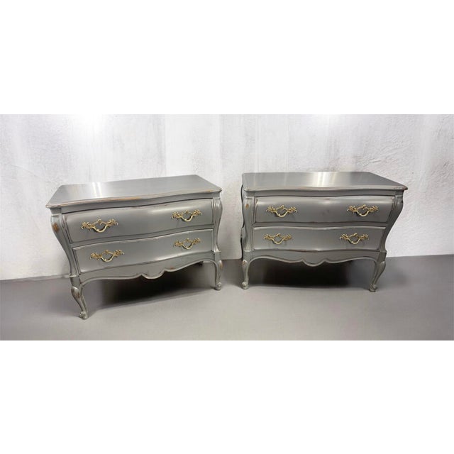 Vintage Pair Bombay Chests Gray Distressed For Sale - Image 10 of 11