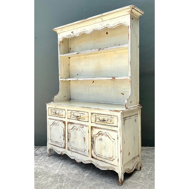 White Vintage Habersham Plantation Patinated Hutch For Sale - Image 8 of 12