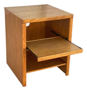 Late 20th Century Solid Oak Media Cabinet With Pull-Out Shelf