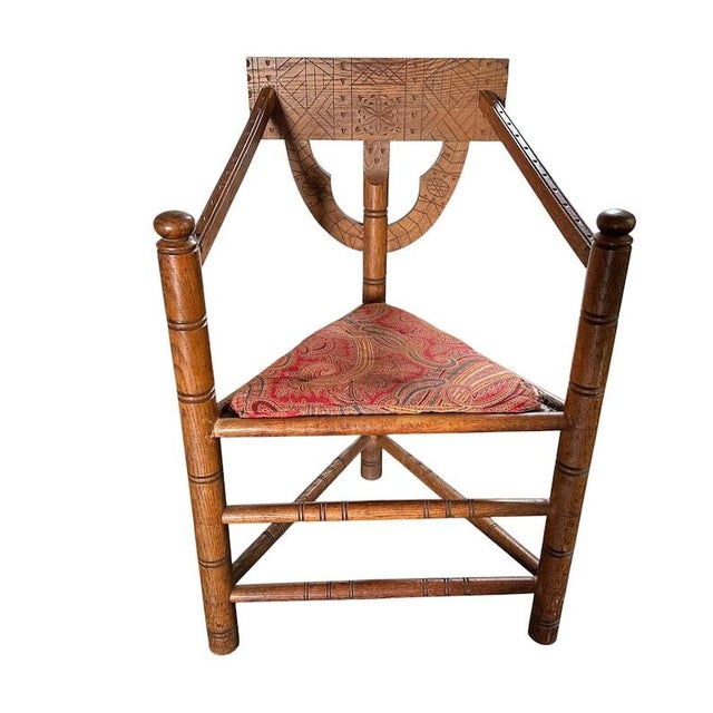 1930s Swedish Monk Chair, Scandinavian Corner Chair, Folk Art Furniture For Sale - Image 9 of 10