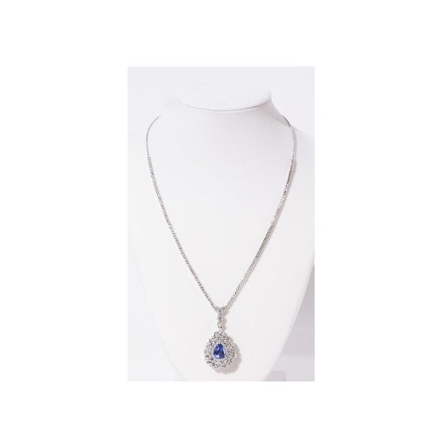 Metal Michael Christoff 3.60 Carats Pear Shaped Sapphire and Diamond Necklace For Sale - Image 7 of 7