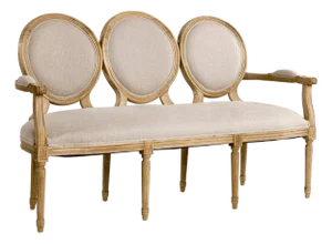Medallion Louie Bench in Linen with Natural Oak Frame